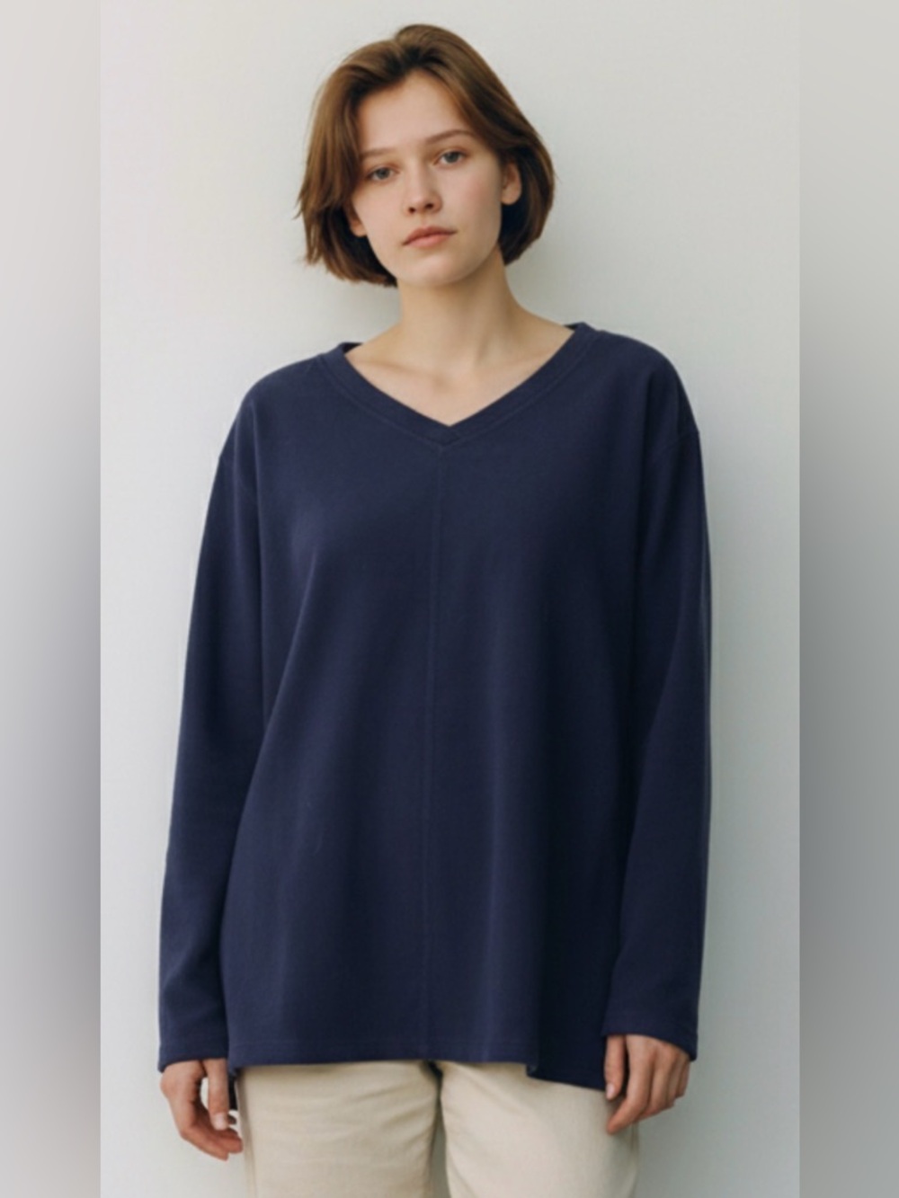 St. John's Bay Women's Deep Blue V-Neck Sweatshirt